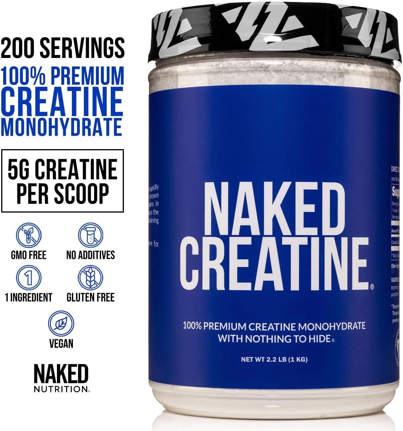 Pure Micronized Creatine Monohydrate – 200 Servings, 1,000G Bulk – Vegan, Non-Gmo, Gluten & Soy Free - Muscle Building, Strength Training, Gym & Fitness Supplement