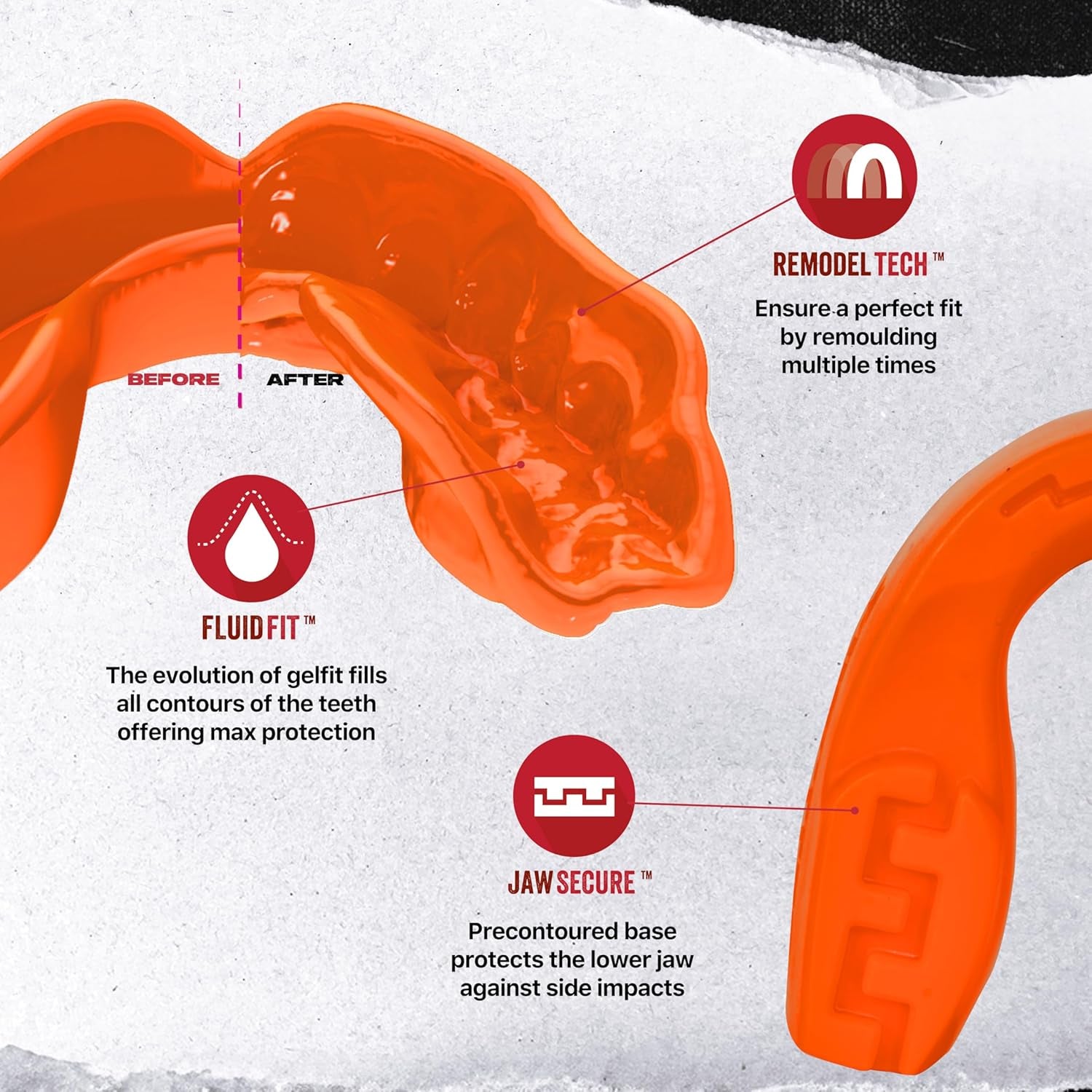 Mouthguard Strapless Slim Fit, Adults and Junior with Case for Boxing, Basketball, Football, MMA, Martial Arts, Hockey and All Contact Sports (Adults (12+ Years), Orange)