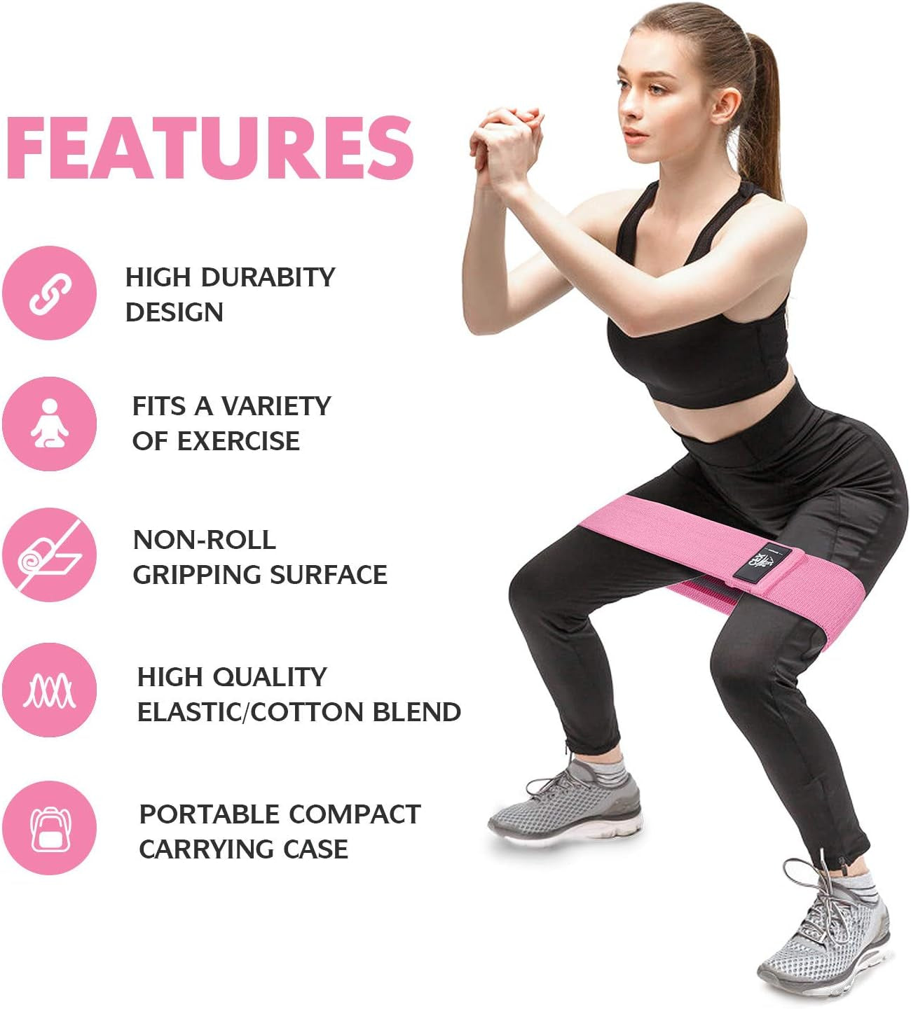 Resistance Bands 3 Sets, Premium Exercise Loops with Non-Slip Design for HIPS & Glutes, 3 Resistance Level Workout Booty Bands for Women and Men