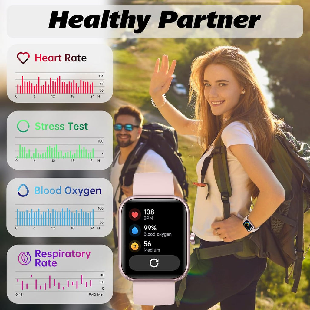 Smart Watch for Men Women with Bluetooth Call, Alexa Built-In, Heart Rate & Sleep Monitor, 1.83" DIY Dial Fitness Watch with 100+ Sport Modes, IP68 Waterproof, Compatible with Android Ios
