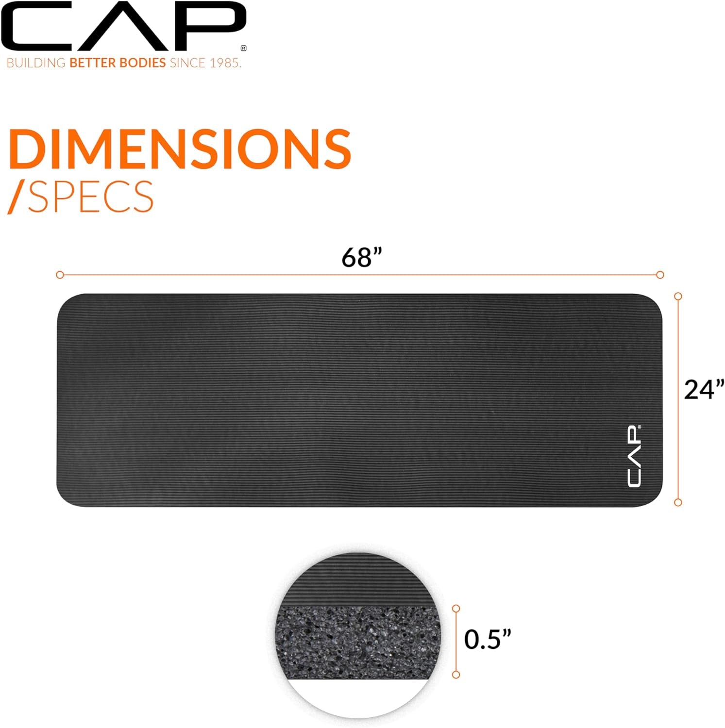 1/2-Inch High Density Exercise Yoga Mat with Strap | Multiple Options