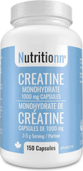 Creatine Capsules - 100% Creatine Monohydrate 1000 Mg X 150 Pills (3-5 G Serving) - Made in Canada - Premium Strength and Muscle Growth Supplement by