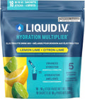 Hydration Multiplier Electrolyte Drink Mix - Enhanced Hydration Electrolyte Powder with Vitamins B3, B5, B6, B12 and C -18X On-The-Go Sticks for Workout and Travel - Lemon Lime