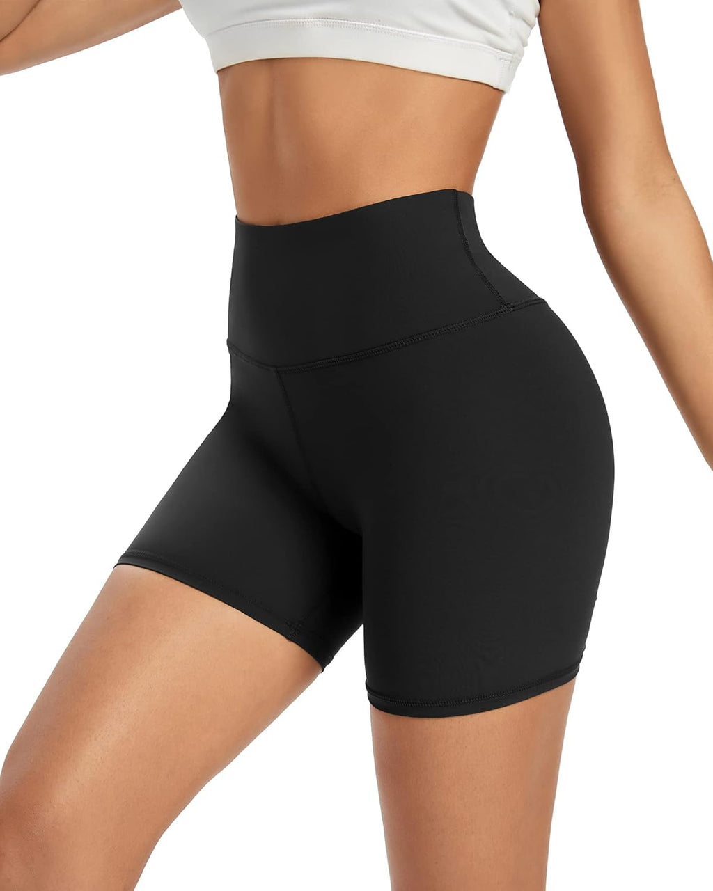 Biker Shorts Women High Waist Yoga Shorts with Pockets Non See-Through Workout Running Shorts