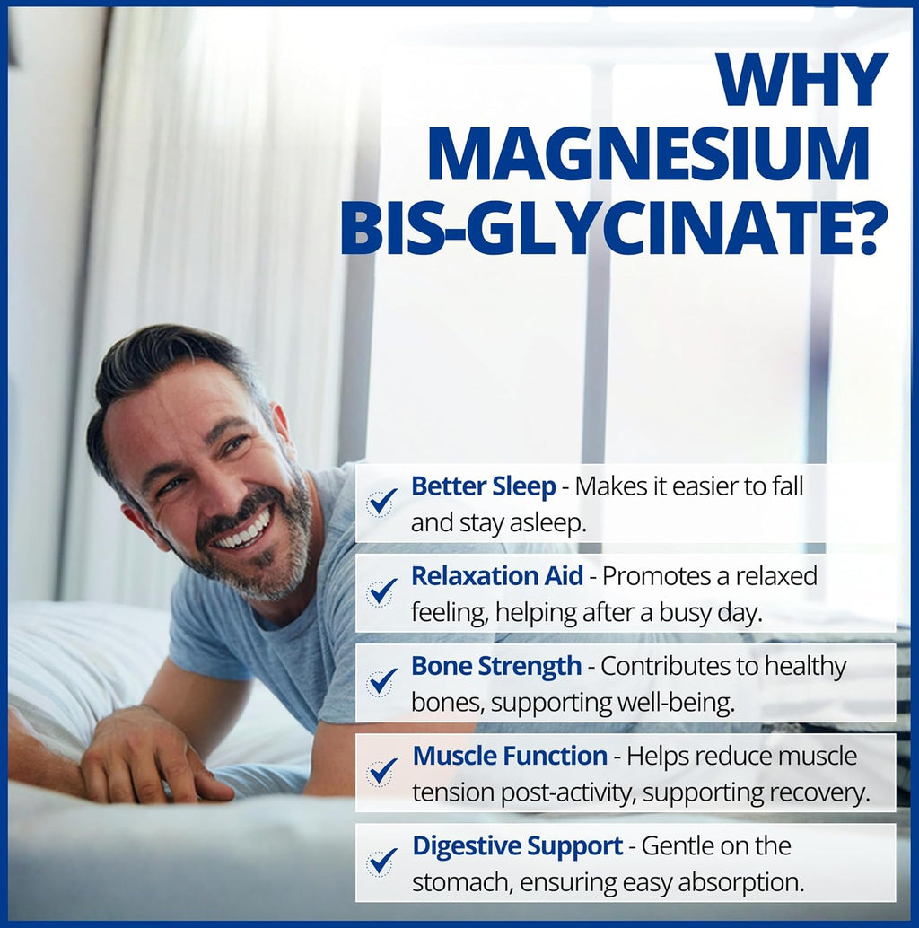 Pure Magnesium Bisglycinate 200Mg, 240 Vegan Capsules 240-Day Supply - Gentle on the Stomach - Magnesium Bis-Glycinate Supplement - Elemental Chelated Complex for Relaxation and Muscle Comfort