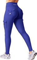 Workout Cargo Leggings with Pockets for Women No Front Seam Hidden Scrunch Hedda Leggings Compression Gym Yoga Pants
