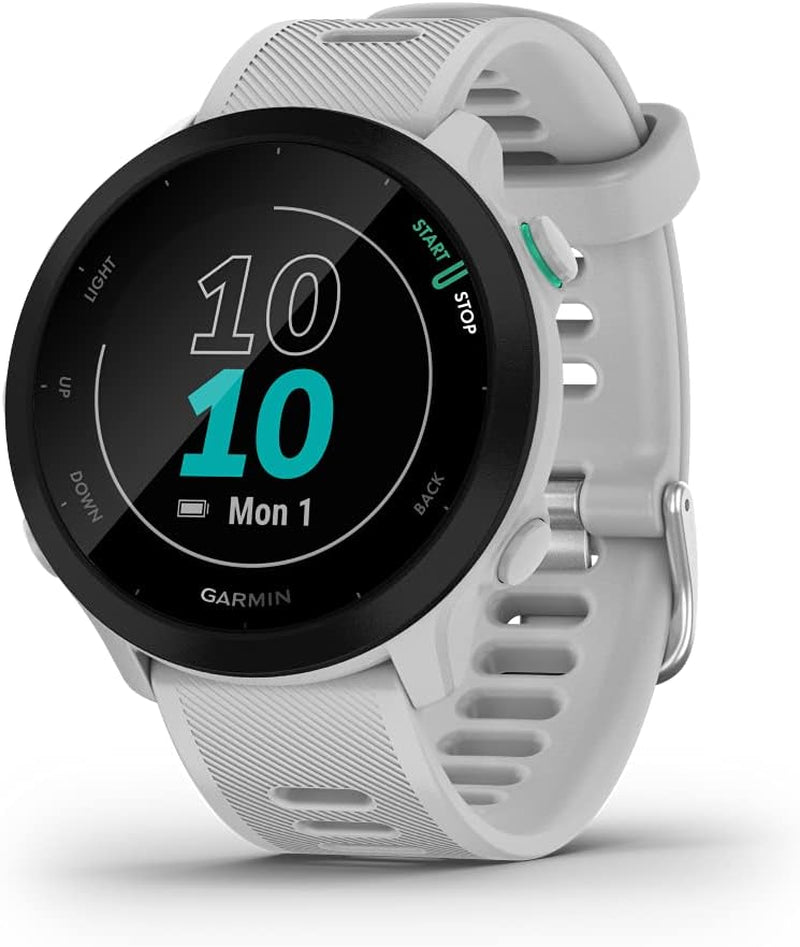 Forerunner 55, GPS Running Watch with Daily Suggested Workouts, up to 2 Weeks of Battery Life, White