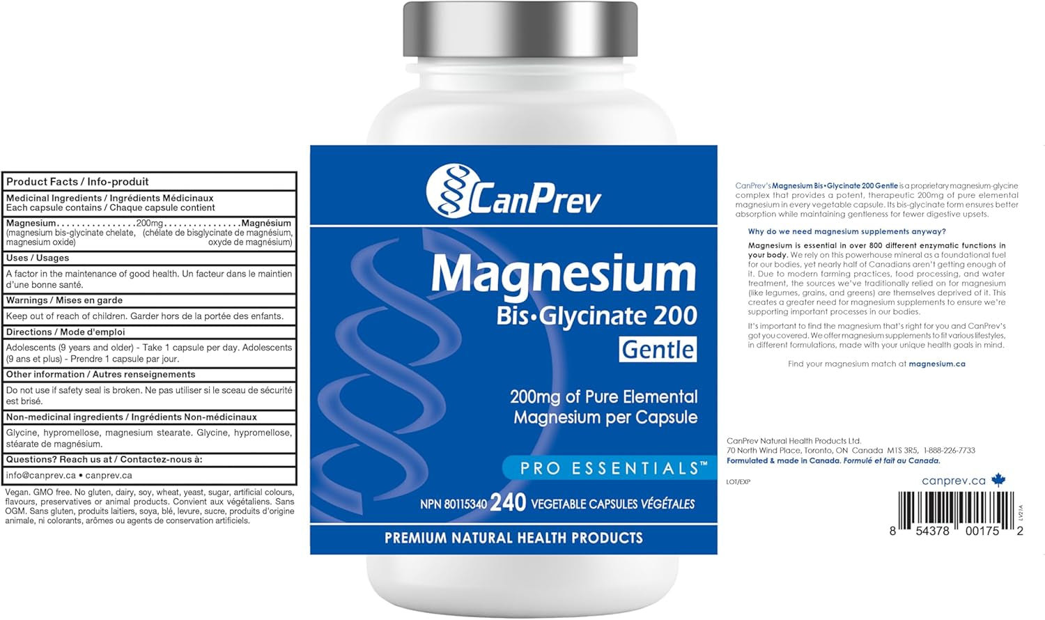 Pure Magnesium Bisglycinate 200Mg, 240 Vegan Capsules 240-Day Supply - Gentle on the Stomach - Magnesium Bis-Glycinate Supplement - Elemental Chelated Complex for Relaxation and Muscle Comfort