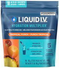 Hydration Multiplier Electrolyte Drink Mix - Enhanced Hydration Electrolyte Powder with Vitamins B3, B5, B6, B12 and C -18X On-The-Go Sticks for Workout and Travel - Tropical Punch