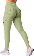Workout Cargo Leggings with Pockets for Women No Front Seam Hidden Scrunch Hedda Leggings Compression Gym Yoga Pants