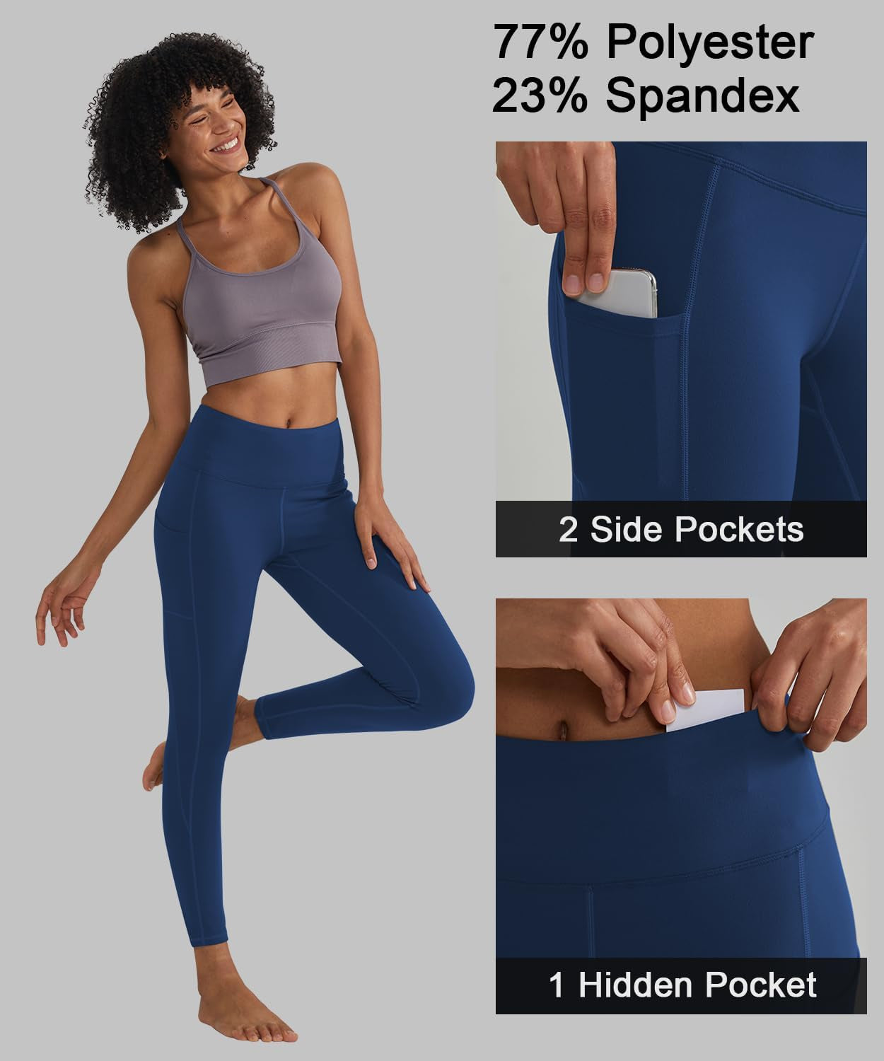 Leggings for Women with 3 Pockets Buttery Soft High Waisted Yoga Pants Non-See-Through Full-Length Tights