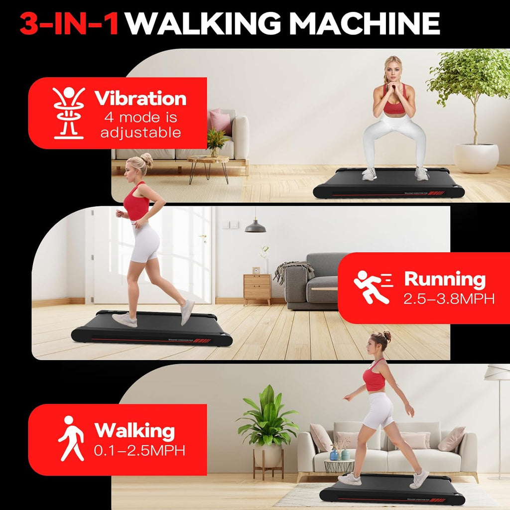 4 in 1 Walking Vibration Pad Treadmill, Walking Treadmill Pad for Home with Remote Control and APP