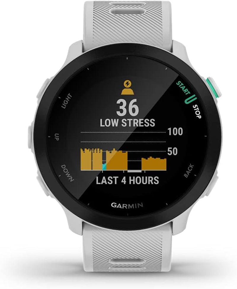 Forerunner 55, GPS Running Watch with Daily Suggested Workouts, up to 2 Weeks of Battery Life, White
