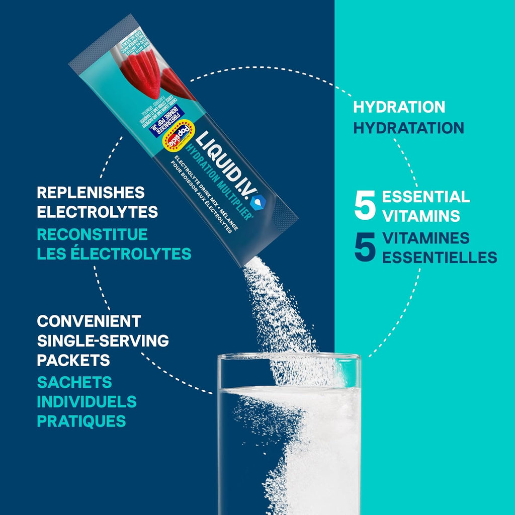 Hydration Multiplier Electrolyte Drink Mix - Enhanced Hydration Electrolyte Powder with Vitamins B3, B5, B6, B12 and C -18X On-The-Go Sticks for Workout and Travel - Firecracker