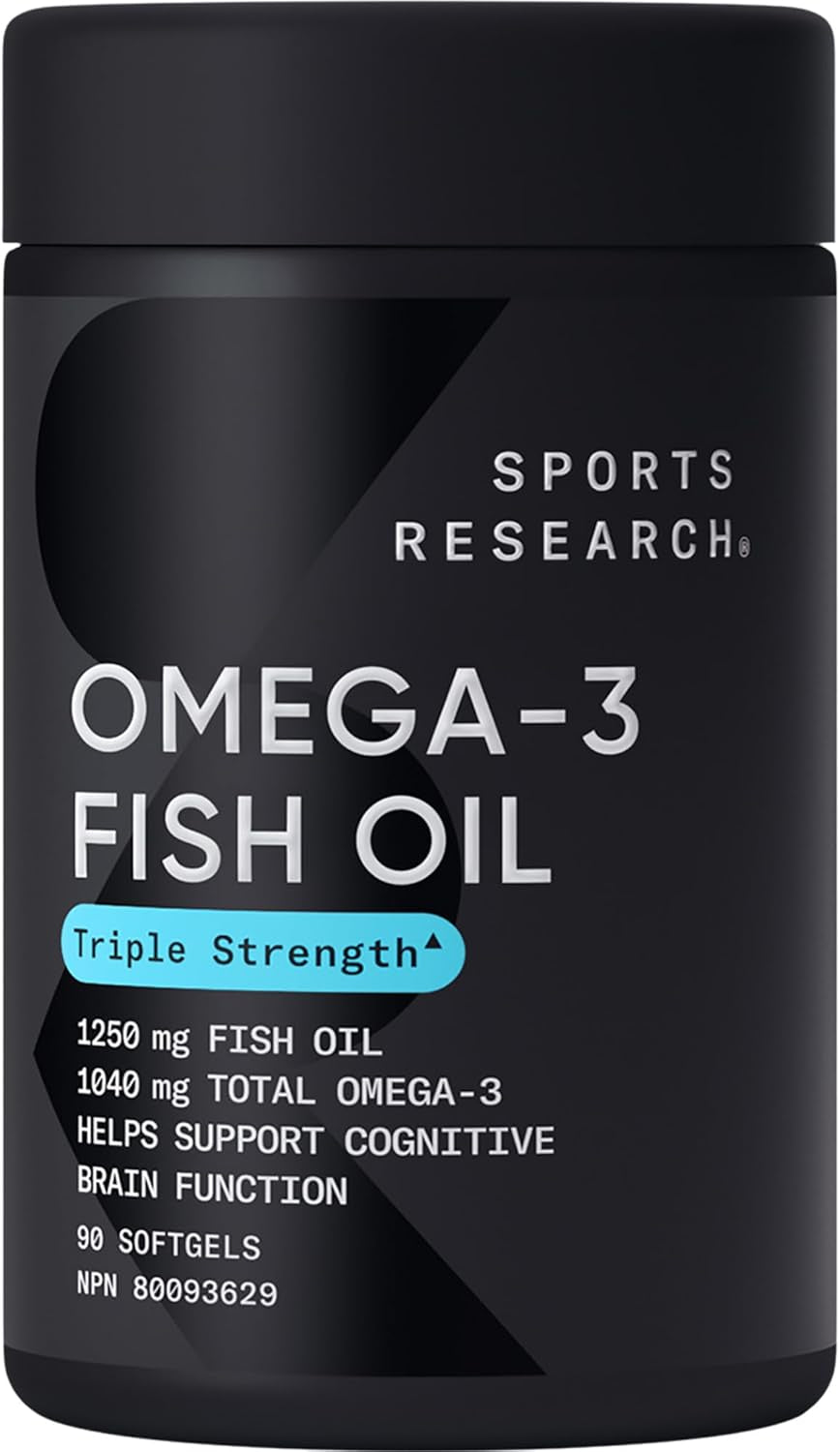 Triple Strength Omega 3 Fish Oil - Burpless Fish Oil Supplement W/Epa & DHA Fatty Acids from Wild Alaskan Pollock - Heart, Brain & Immune Support for Men & Women - 1250 Mg, 90 Ct