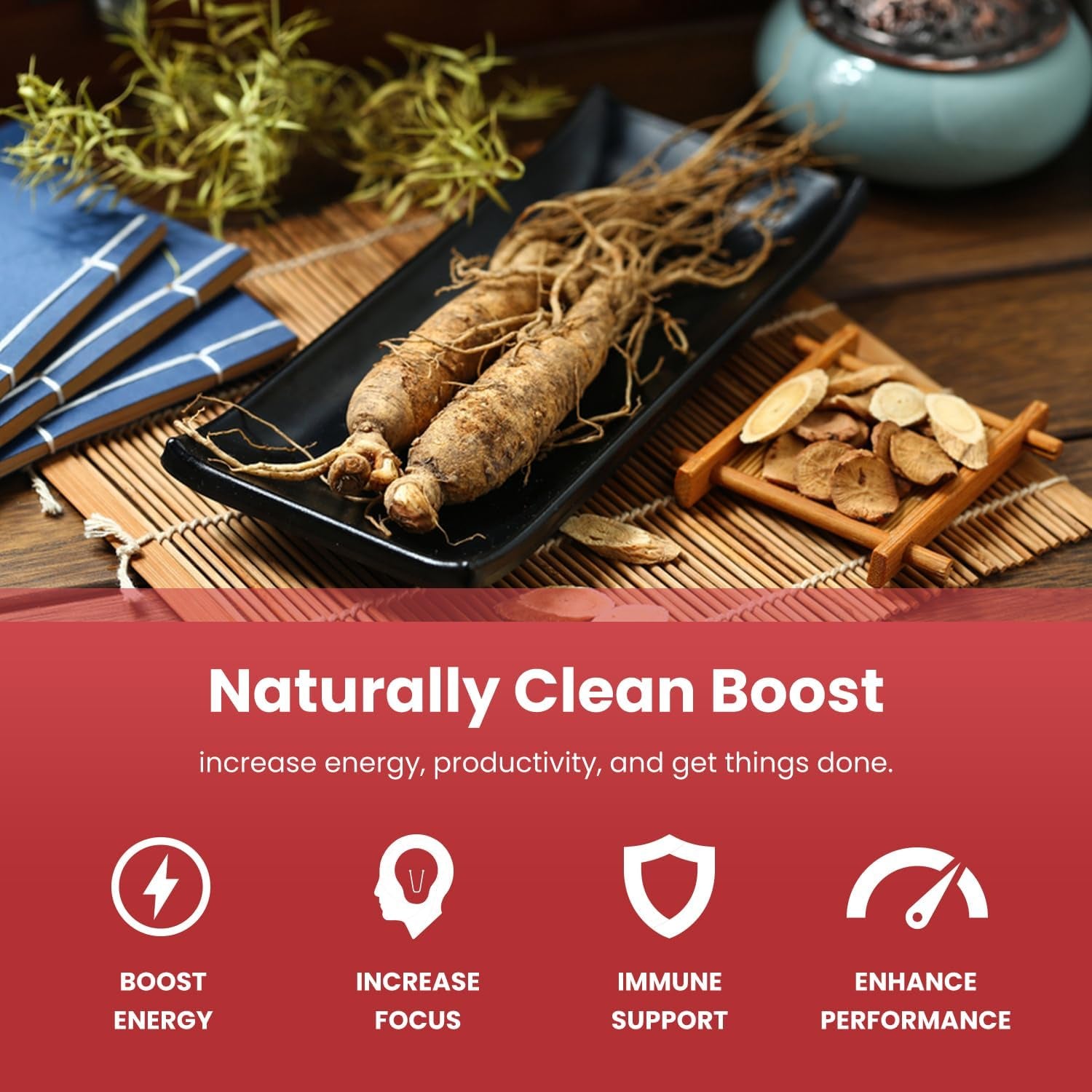 Korean Red Panax Ginseng 5325Mg per Serving | 10:1 Ginseng Root Extract with 5% Ginsenosides for Energy, Focus & Performance | Ginseng Supplement with Korean Panax Ginseng Capsules | Vegan & Non-Gmo | 120 Capsules