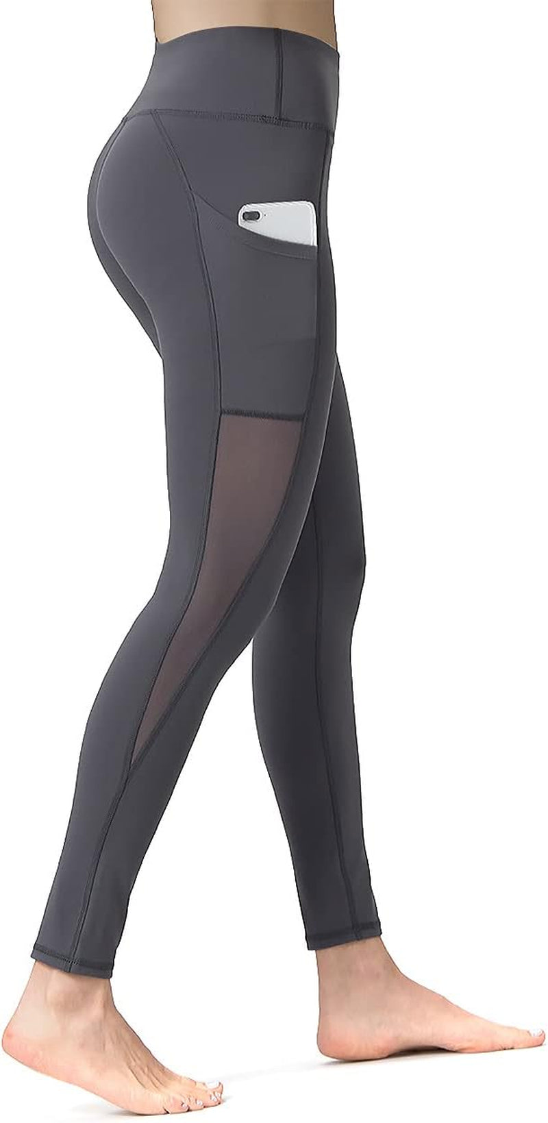 Leggings for Women Mesh Yoga Pants with Pockets Gym Workout Running