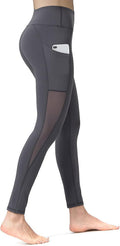 Leggings for Women Mesh Yoga Pants with Pockets Gym Workout Running