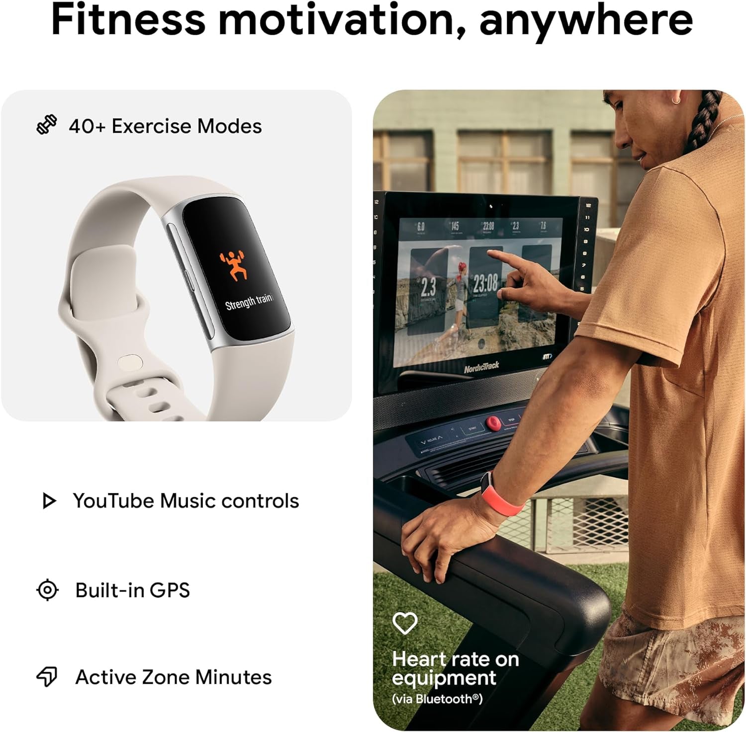 Google  Charge 6 Advanced Health and Fitness Tracker with Built-In GPS, Stress Management Tools, Sleep Tracking, 24/7 Heart Rate and More -- Silver/White