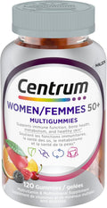 Women 50 plus Multigummies, Multivitamins/Minerals Gummies for Women 50+, Cherry, Berry, and Orange Flavours, 120 Gummies (Packaging May Vary)