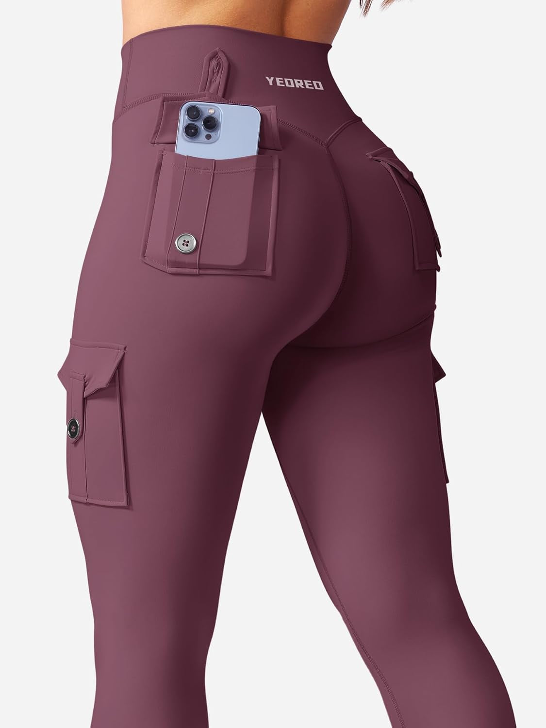 Workout Cargo Leggings with Pockets for Women No Front Seam Hidden Scrunch Hedda Leggings Compression Gym Yoga Pants
