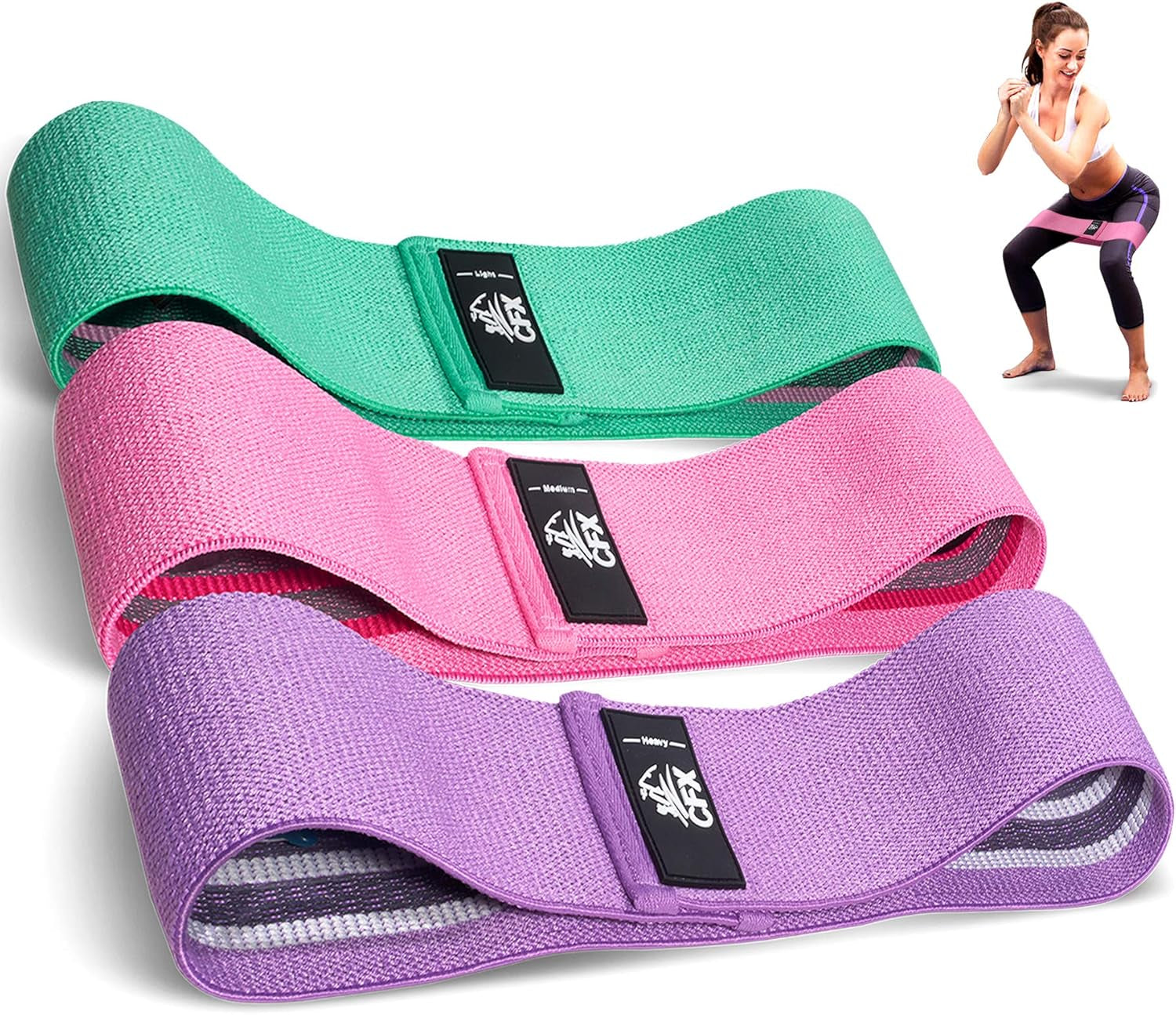 Resistance Bands 3 Sets, Premium Exercise Loops with Non-Slip Design for HIPS & Glutes, 3 Resistance Level Workout Booty Bands for Women and Men